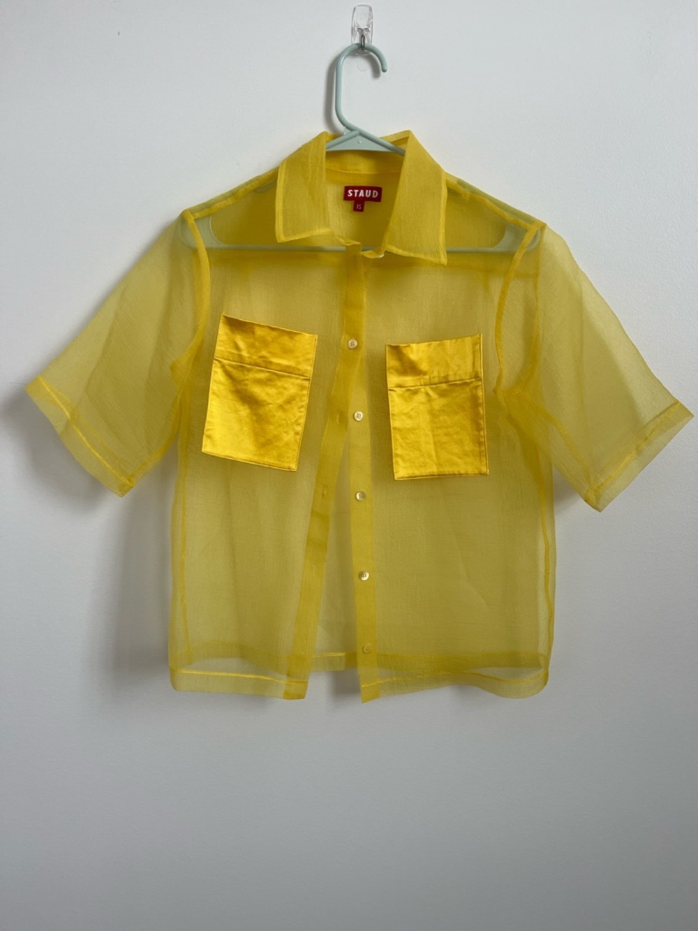 STAUD yellow organza top, size XS